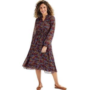 Draper James Dark Floral Drawstring Waist Dress Size M